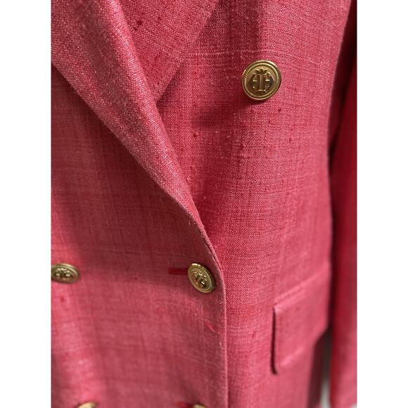 Ann Freedberg 100%Silk Texture Pink Double Breasted Blazer Jacket Gold Buttons~8 - Picture 3 of 6
